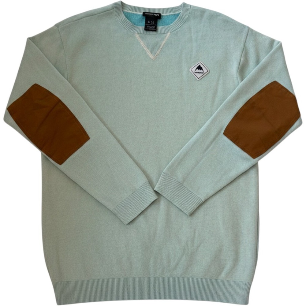 Burton Mens Crewneck Sweater Small Mint Green Elbow Patches Gorpcore Snowboard